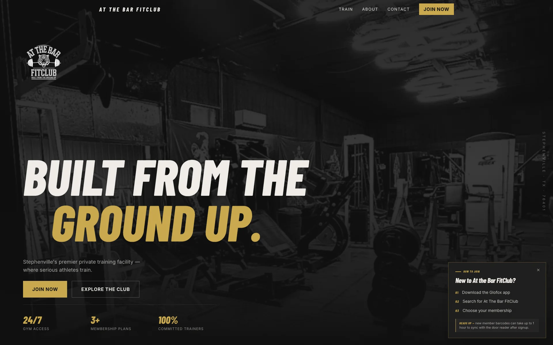 At The Bar FitClub website hero — Built from the ground up